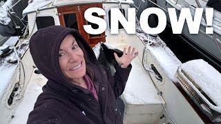 What am I doing here? My first snow day on the sailboat during the Seattle Boat Show