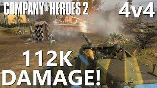 112k Damage! EPIC 4v4 CoH2 Match - (Company of Heroes 2)