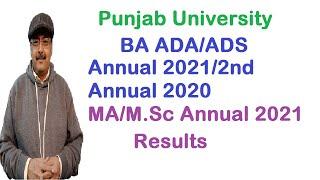 PU BA ADA/ADS Part.1,2 Annual 2021/2nd Annual 2020 | MA/M.Sc Part.1,2 Annual 2021 Results