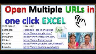 how to Open Multiple URLs in one click ,EXCEL, Open Multiple websites from excel in one click,