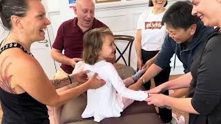 How to massage a child. My 5 year old daughter Ellie getting massaged by me & my students in London.