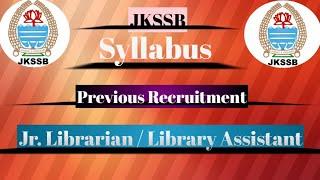 JKSSB || Syllabus || Jr. Librarian / Library Assistant || Study  Holic