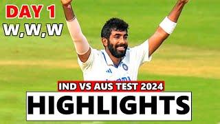 Inddia vs Ausstraalia teast match day 1 Highlights 2024