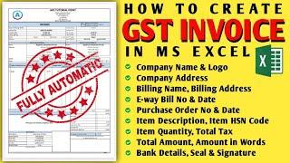 How to create GST Invoice in Ms Excel | Fully automatic in invoice excel |