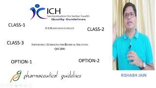 ICH Q3C II Residual solvent guideline II Class 1 2 3 II Option- 1 2 II Rishabh II Pharma interview