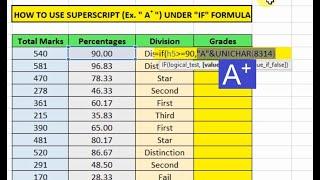 How to use superscript in Excel formula