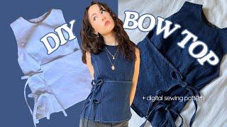 DIY SIDE TIE TOP | sew your own denim bow top! | digital sewing pattern available