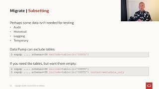 Data subsetting in a test database