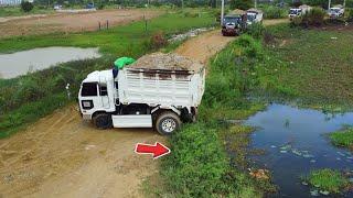 Incredible Landfill Project! Heavy equipment, Dump truck Unloading, Bulldozer D53P KomaTSu,Mix VDO