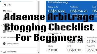 Adsense Arbitrage Blogging Checklist For Beginners