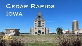 Cedar Rapids, Iowa - Downtown - Virtual Walk - 4K - Slow TV - narrated