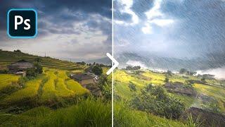 How to create rain effect in in 2 minutes in Photoshop!