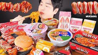 ASMR MUKBANG | POPULAR KOREAN CONVENIENCE STORE FOOD  #5 FIRE NOODLE SAUSAGE 먹방 CVS EATING SOUNDS