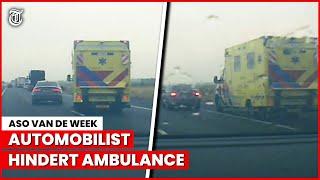 Absurd! Audi-rijder wil ambulance van de weg drukken