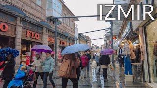 Experience İzmir's Vibrant Historic Bazaar on a Rainy Day: 4K Walking Tour 