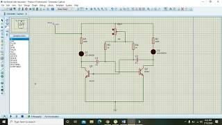 how to make Leds flasher with transistors in proteus | LEDs blinker with transistors in proteus