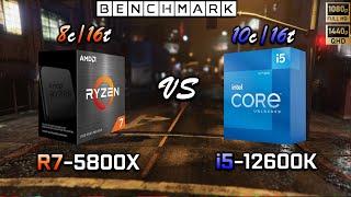 Ryzen 7 5800X vs Intel i5 12600K //Benchmark // Test in 8 Games