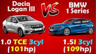 BMW 1 Series 1.5i 109hp VS Dacia Logan 3 1.0Tce LPG 101hp Acceleration Test (3cyl battle)