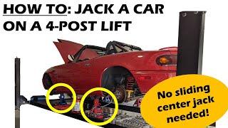 How to jack a car on a 4-post lift without a bridge jack