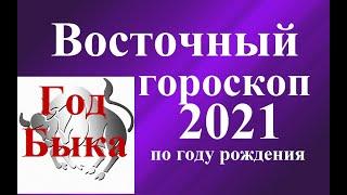 Год белого металлического  БЫКА. Китайский (восточный) гороскоп на  2021 год по ГОДУ рождения.