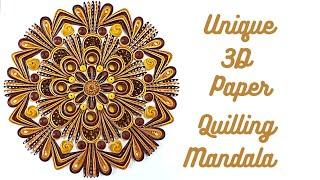 3D Paper Quilling Unique Mandala / Brown & Yellow Paper Quilled Mandala