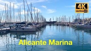 Walking Tour Marina Alicante & Playa del Postiguet, Alicante, Spain  in 4K