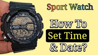 Digital Sport Watch Instructions  | How To Change Time, Day & Date? (Setting)