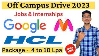 HCL Tech Off Campus Drive 2024 | Myntra Recruitment 2024 | Google  Recruitment 2024 for Freshers
