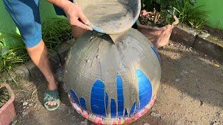 Artwork from cement and balls // Tips make Cement Flower pots // Unique & Beautiful