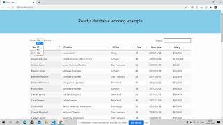 Reactjs Datatable Working Example