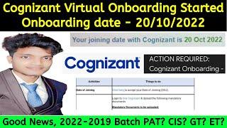 Cognizant Virtual Onboarding Started Cognizant Onboarding 20th October 2022 No Internship PreJoining