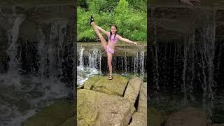 gymnastics in a waterfall??  #shorts TikTok #waterfall #youtuber #gymnast