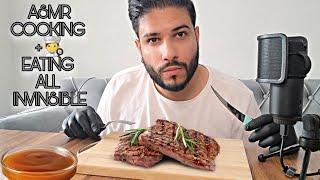 ASMR INVISIBLE COOKING AND EATING STEAK ‍(mouth sounds)
