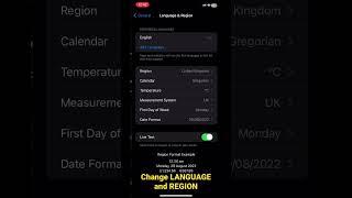 How to Change “LANGUAGE OR REGION” on iphone