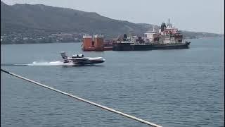 RUSSIAN BERIEV BE-200 taking water from Elefsis bay