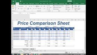 #366 How To Make Price Comparison Sheet on Excel Hindi