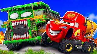 Lightning McQueen Mixer Truck & Tow Mater VS BALAZ ZOMBIE slime Apocalypse in BeamNG.drive ‍️