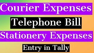 Tally ERP 9 Courier Expenses, Telephone Bills, Stationery Expenses Entry with different GST rate