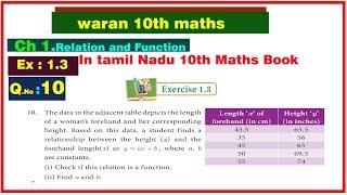 TN class 10 Maths Exercise 1.3 Q.No:10 in Ch 1. Relation and Functions -SCERT