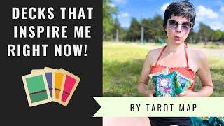 Decks that inspire me right now VR to @tarotshrink #tarotmap #tarotdecks #tarotcollection