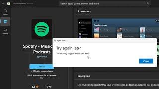 Try Again Later, Something Happened on our End, Micosoft Store