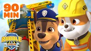 Rubble's Construction Tower Rescues! w/ PAW Patrol Chase | 90 Minute Compilation | Rubble & Crew