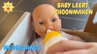 NEDERLANDSTALIGE VIDEO VOOR PEUTERS  EN KLEUTERS // LEREN SCHOONMAKEN MET BABY POPPEN