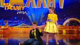Young duo singing cute song on Ukraine's Got Talent.