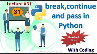 #31.break continue and pass statements in Python