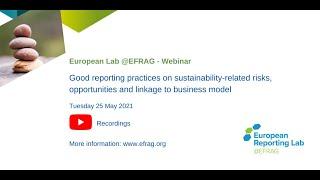 25/05/21– European Lab @EFRAG event: Business model, sustainability risks & opportunities reporting