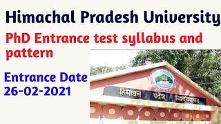 HPU PhD entrance syllabus & pattern 2021