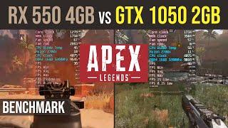 Apex Legends RX 550 4gb vs GTX 1050 2gb benchmark