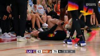 FLAGRANT, Cunningham INJURES ANKLE After Foot Stepped On | Phoenix Mercury vs Los Angeles Sparks |