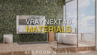 #sketchuptutorials Sketchup & Vray Next Materials, bedroom model